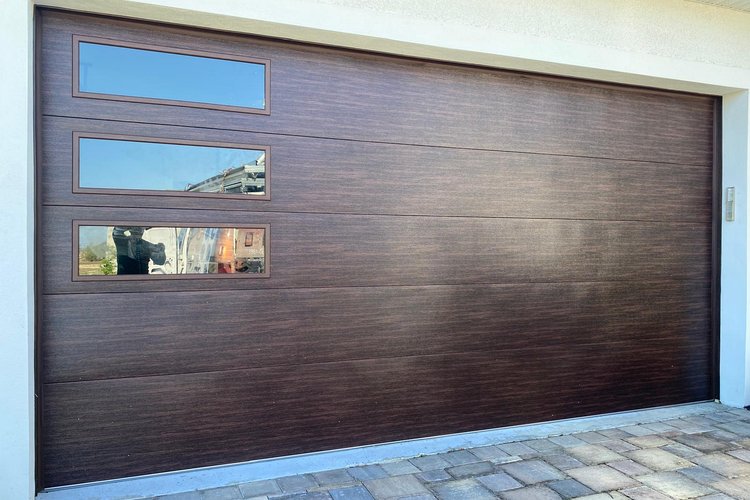 modern wood look garage door installation southwest florida.jpg